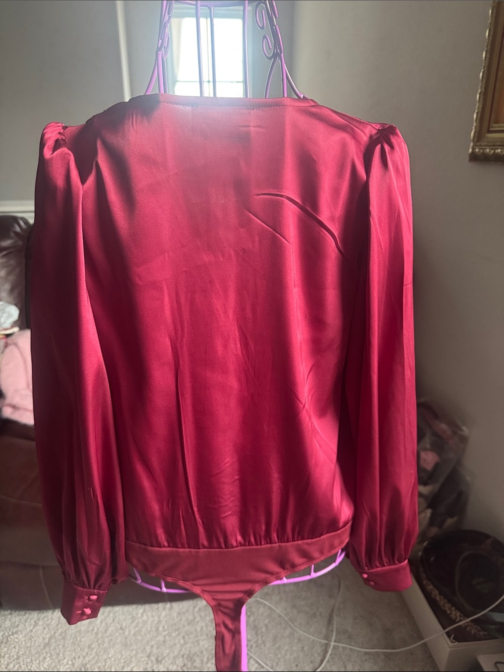 VICI Midnight Mirage Satin Bodysuit burgundy size small - Picture 5 of 6